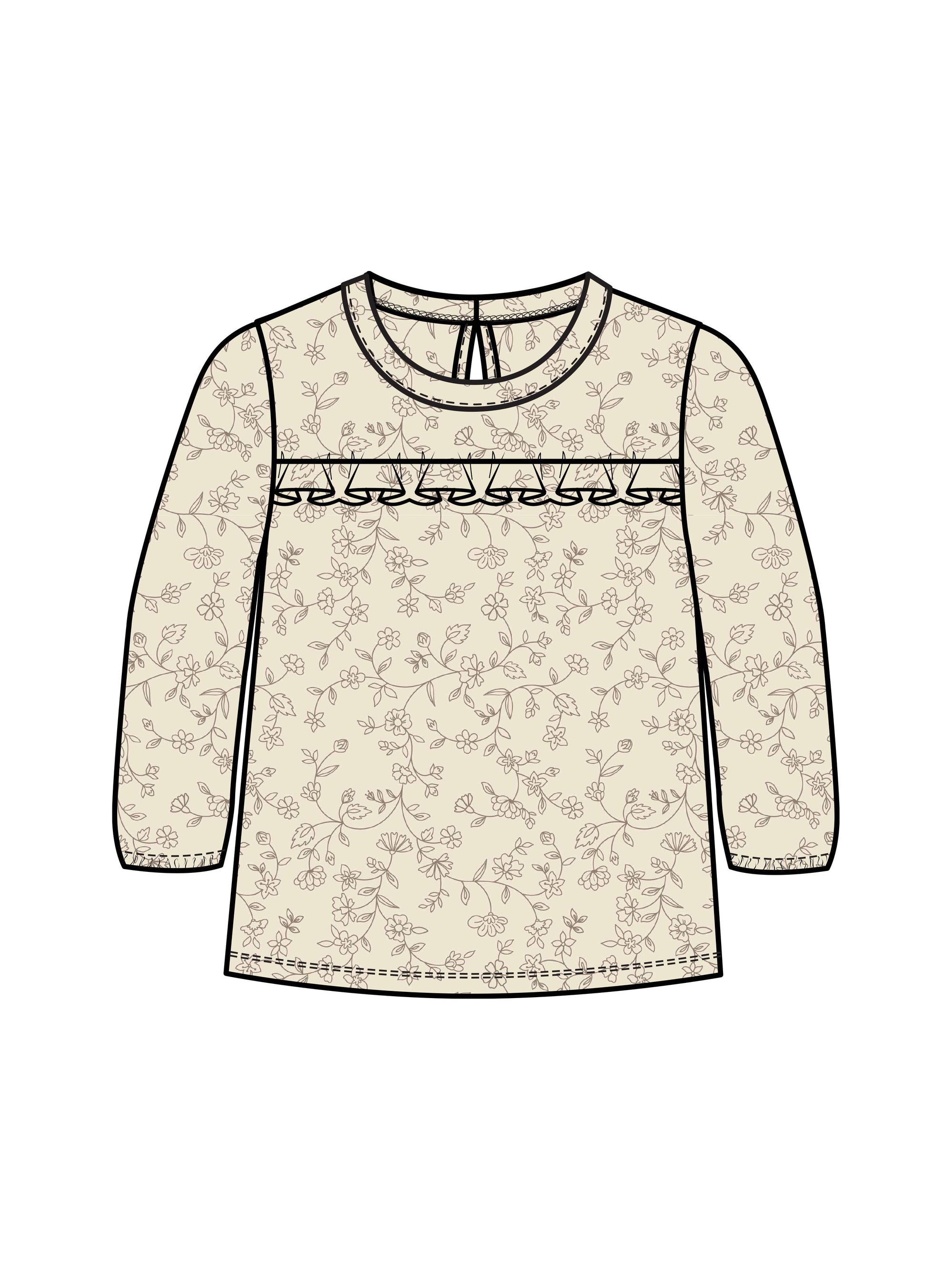 Sorren Ruffle Long Sleeve Top - Pip Floral / Ivory