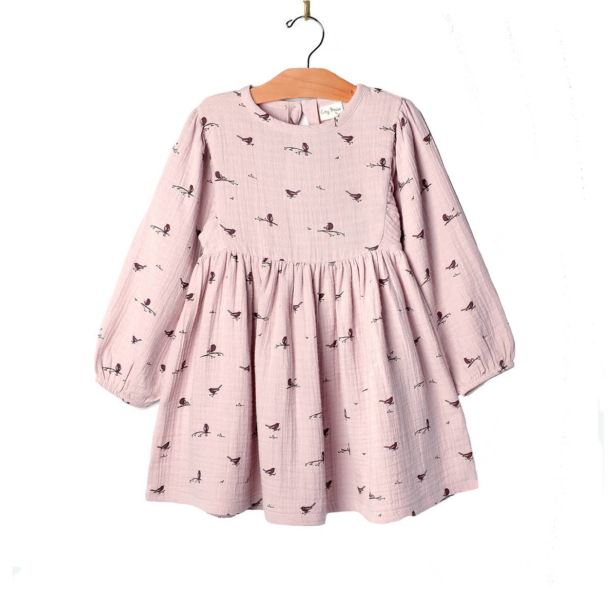 Puff Sleeve Dress- Fall Lavender Birds