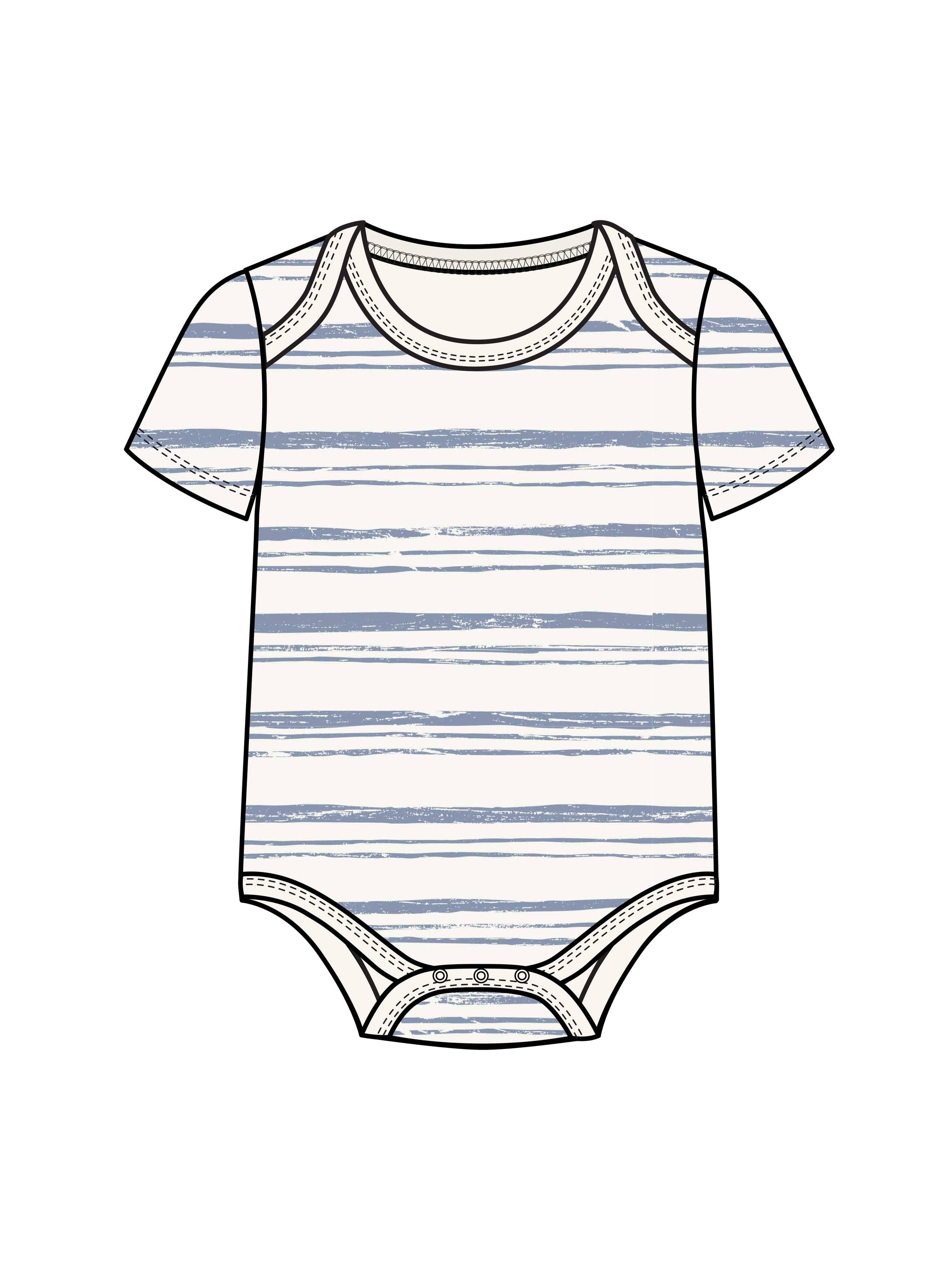Organic Afton Bodysuit - Wave Stripe / Rain