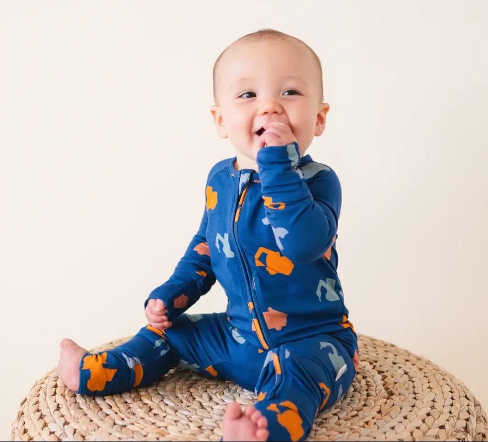 Construction Vehicle Bamboo 2-Way Convertible Zip Romper